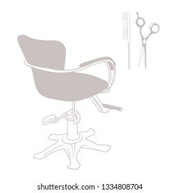 A set of drawings in the vector, the attributes of hairdressing and accessories for the wizard