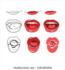 A set of drawings in a vector, a smile on his lips