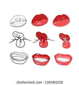 A set of drawings in the vector, three kinds of lip