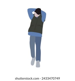 Un conjunto de dibujos de personas caminando en diferentes poses. Imagen 2D para uso como entorno. Infografía de la ciudad plana vectorial.
