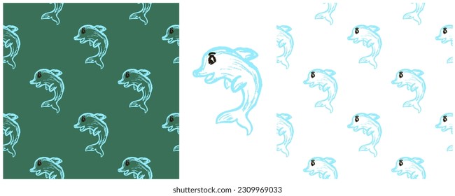 Set drawings with wax crayons. Print for cloth design, textile, fabric, wallpaper, wrapping paper