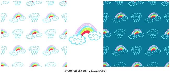 Set drawings with wax crayons. Print for cloth design, textile, fabric, wallpaper, wrapping paper