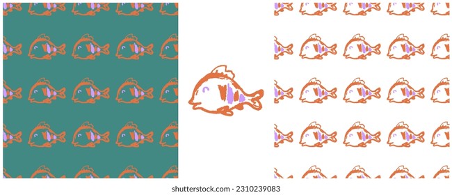 Set drawings with wax crayons. Print for cloth design, textile, fabric, wallpaper, wrapping paper