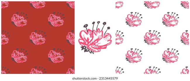 Establecer dibujos con lápices de cera. Impresión para el diseño de tejidos, textiles, tejidos, papel pintado, papel envolvente