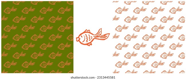 Set drawings with wax crayons. Print for cloth design, textile, fabric, wallpaper, wrapping paper