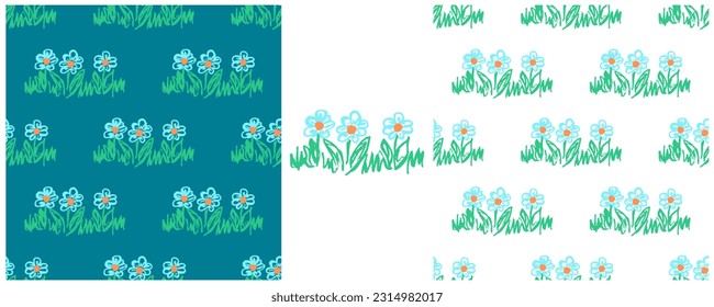 Set drawings with wax crayons. Print for cloth design, textile, fabric, wallpaper, wrapping paper