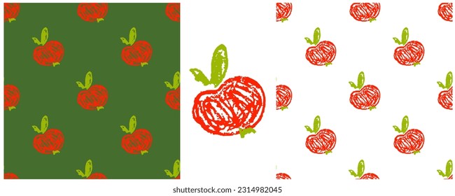 Set drawings with wax crayons. Print for cloth design, textile, fabric, wallpaper, wrapping paper