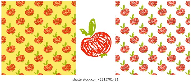 Set drawings with wax crayons. Print for cloth design, textile, fabric, wallpaper, wrapping paper