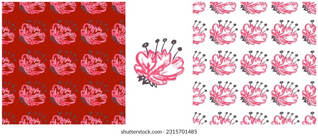 Set drawings with wax crayons. Print for cloth design, textile, fabric, wallpaper, wrapping paper
