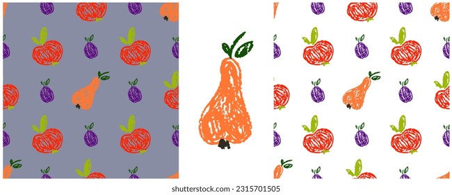 Establecer dibujos con lápices de cera. Impresión para el diseño de tejidos, textiles, tejidos, papel pintado, papel envolvente