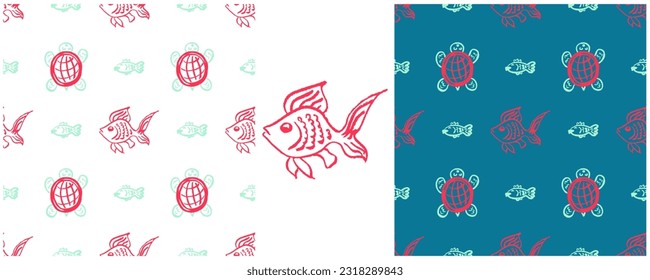 Set drawings with wax crayons. Print for cloth design, textile, fabric, wallpaper, wrapping paper