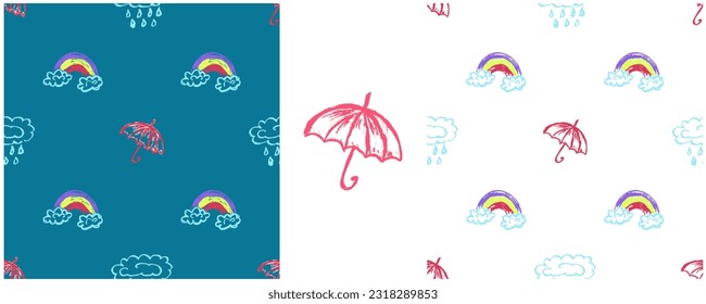 Set drawings with wax crayons. Print for cloth design, textile, fabric, wallpaper, wrapping paper