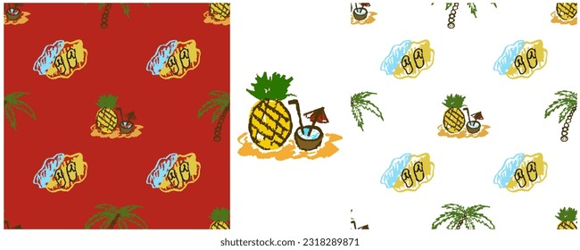 Set drawings with wax crayons. Print for cloth design, textile, fabric, wallpaper, wrapping paper
