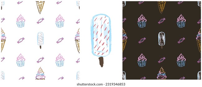 Set drawings with wax crayons. Print for cloth design, textile, fabric, wallpaper, wrapping paper