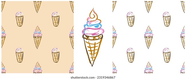 Set drawings with wax crayons. Print for cloth design, textile, fabric, wallpaper, wrapping paper