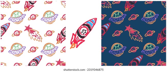 Set drawings with wax crayons. Print for cloth design, textile, fabric, wallpaper, wrapping paper
