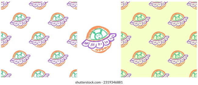 Set drawings with wax crayons. Print for cloth design, textile, fabric, wallpaper, wrapping paper