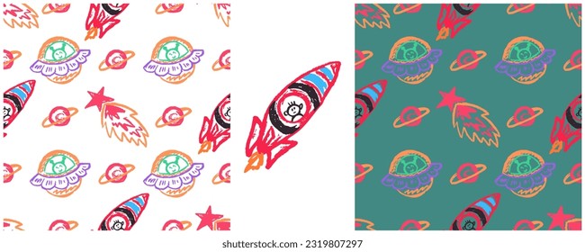 Set drawings with wax crayons. Print for cloth design, textile, fabric, wallpaper, wrapping paper