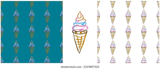 Set drawings with wax crayons. Print for cloth design, textile, fabric, wallpaper, wrapping paper