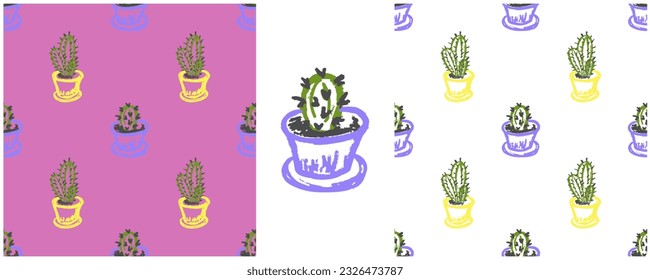 Set drawings with wax crayons. Print for cloth design, textile, fabric, wallpaper, wrapping paper