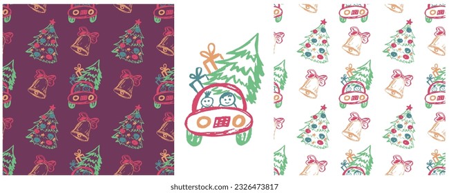 Establecer dibujos con lápices de cera. Impresión para el diseño de tejidos, textiles, tejidos, papel pintado, papel envolvente