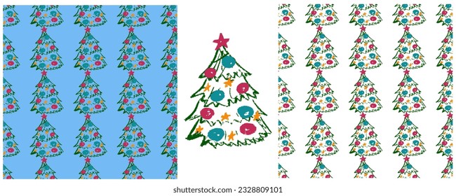 Set drawings with wax crayons. Print for cloth design, textile, fabric, wallpaper, wrapping paper