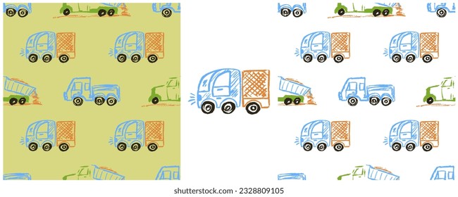Set drawings with wax crayons. Print for cloth design, textile, fabric, wallpaper, wrapping paper