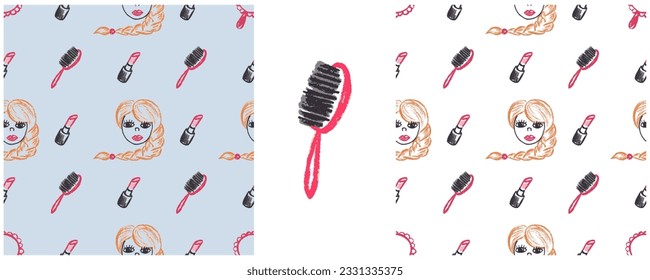 Establecer dibujos con lápices de cera. Impresión para el diseño de tejidos, textiles, tejidos, papel pintado, papel envolvente