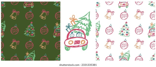 Set drawings with wax crayons. Print for cloth design, textile, fabric, wallpaper, wrapping paper