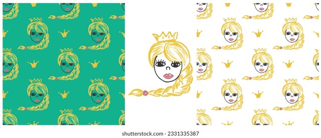 Set drawings with wax crayons. Print for cloth design, textile, fabric, wallpaper, wrapping paper