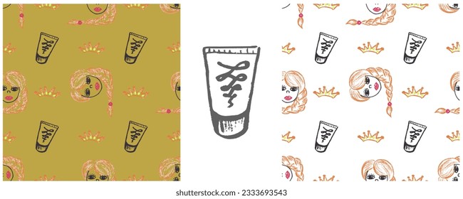 Set drawings with wax crayons. Print for cloth design, textile, fabric, wallpaper, wrapping paper
