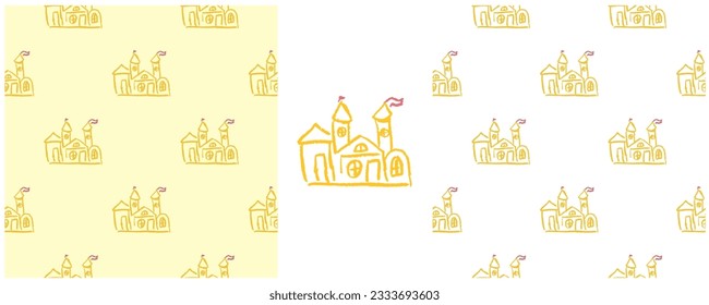 Set drawings with wax crayons. Print for cloth design, textile, fabric, wallpaper, wrapping paper