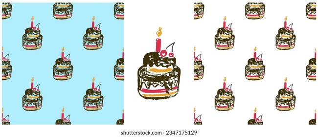 Set drawings with wax crayons. Print for cloth design, textile, fabric, wallpaper, wrapping paper