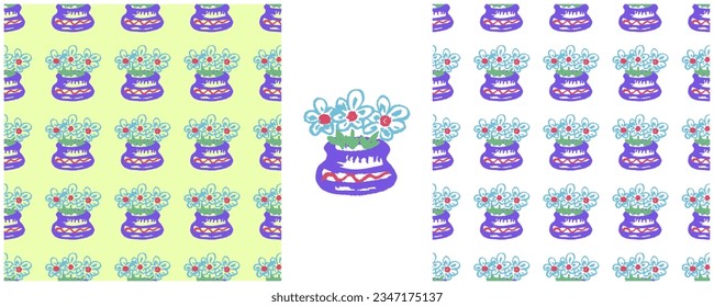 Set drawings with wax crayons. Print for cloth design, textile, fabric, wallpaper, wrapping paper