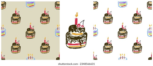 Set drawings with wax crayons. Print for cloth design, textile, fabric, wallpaper, wrapping paper