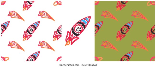 Establecer dibujos con lápices de cera. Impresión para el diseño de tejidos, textiles, tejidos, papel pintado, papel envolvente