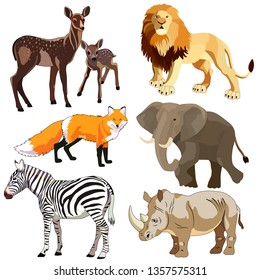 Set Drawings Wild Animals Vector Images Stock Vector (royalty Free 