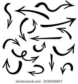 Set of drawn arrows. Illustration for business infographic, banner, web and concept design.