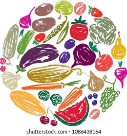 Conjunto dos frutos e legumes retirados