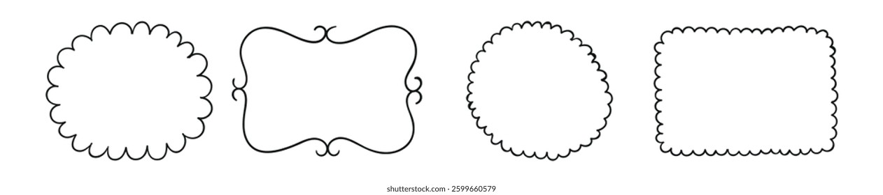 Set drawn ribbons with white background