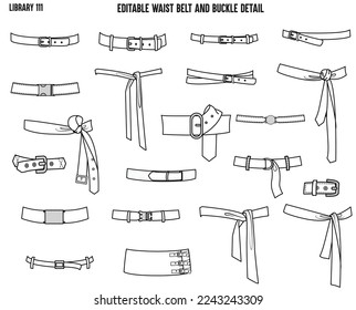 SET OF DRAWSTRING TIE UPS AND BELTS USED FOR WAIT BAND DESIGNED FOR GARMENTS DRESSES TOPS AND APPARELS IN EDITABLE VECTOR svg