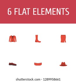 Set of dress icons flat style symbols with shoe, skirt, underwear and other icons for your web mobile app logo design.