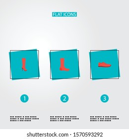 Set of dress icons flat style symbols with heeled shoe, socks, sneakers and other icons for your web mobile app logo design.