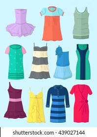 Set of dresses in flat design 