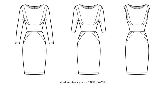 Set Dresses Panel Tube Technical Fashion Stock Vector (Royalty Free ...