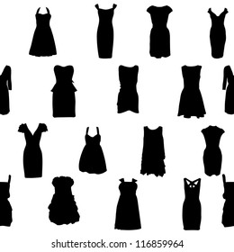 Set of dresses silhouette iseamless pattern. vector illustration