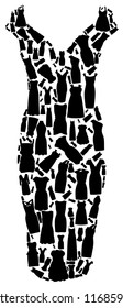 Set of dresses silhouette seamless pattern. vector illustration