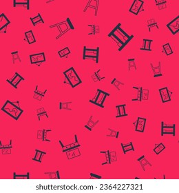 Set Dressing table, Chair, Picture and Bunk bed on seamless pattern. Vector