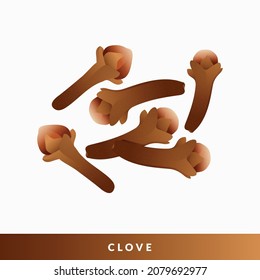 Set of Dried Cloves, spices illustration isolated on white background 
