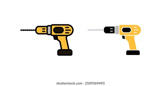 Conjunto de iconos de taladro. para concepto móvil y Diseño web. Ilustración vectorial sobre fondo blanco